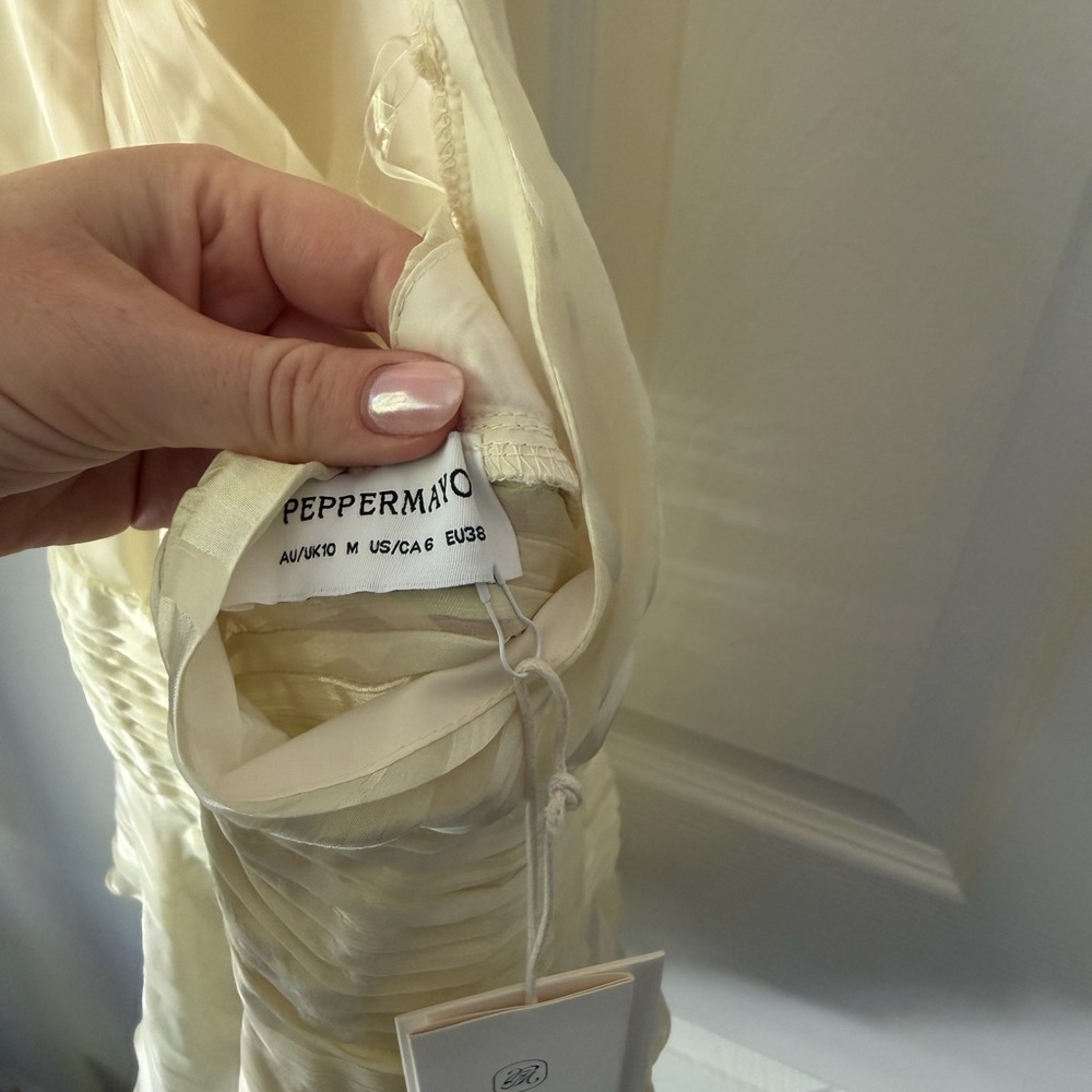Peppermayo Willow Chiffon Mini Dress in Ivory NEW WITH TAGS NEVER WORN size M 6 - Picture 4 of 5